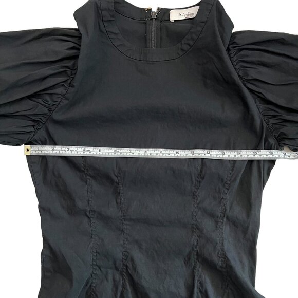 A.L.C. Jessie Poplin Stretch Linen Blend Puff Sleeve Mini Dress 10 Black Cottage - Picture 14 of 16